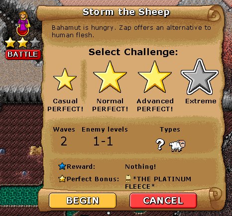 Storm the Sheep battle selection screen