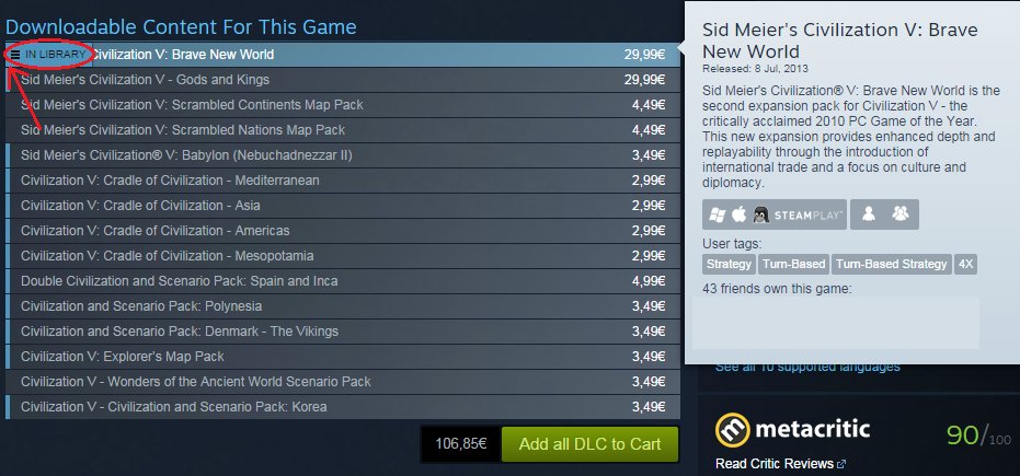 Steam DLC list